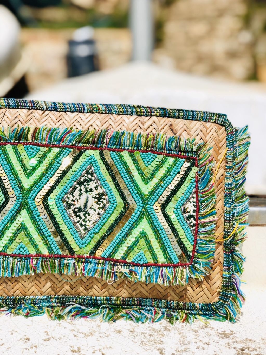 Raffia Clutch with ethnic details in green - 8f372-IMG_2545.jpg