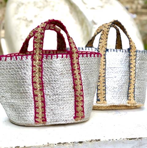 Raffia silvered bag