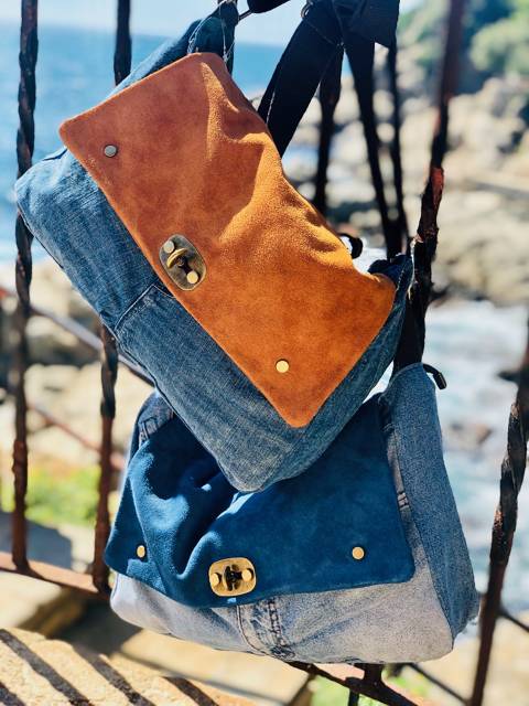 Denim and Leather Shoulder bag