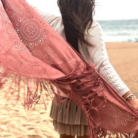 Leather Foulard Boho Pink